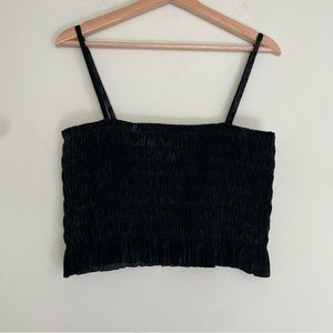 Aeropostale Black Velvet Ruched Spaghetti Strap Crop Top Women’s Size XL